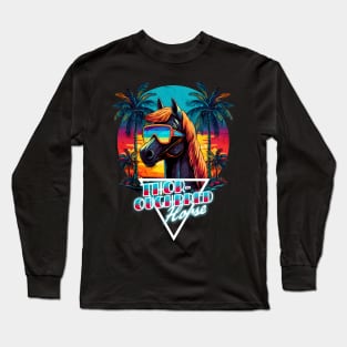 Retro Wave Thoroughbred Miami Horse Long Sleeve T-Shirt